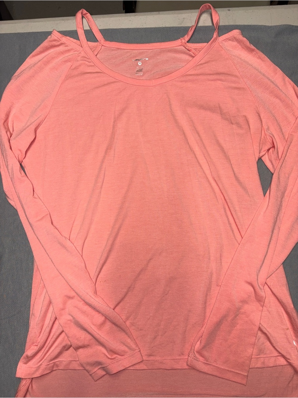 Layer 8 Coral Pink Cold-Shoulder Long Sleeve Top
